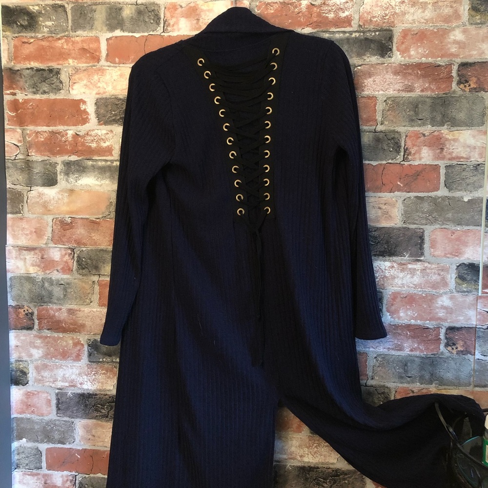 Rib sweater knit cardigan